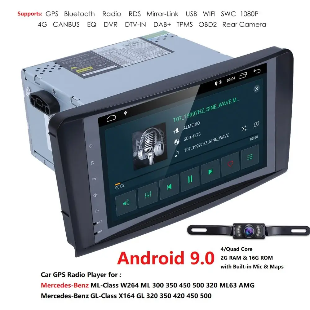 Android 9,0 четырехъядерный NO-DVD gps Navi Стерео для Mercedes Benz ML W164 ML300 GL X164 GL320 350 420 450 500 R W251 280 радио DVR BT