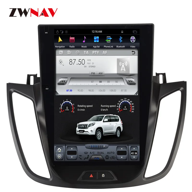 Top ZWNVA Tesla style Screen Newest Android 7.1 Car DVD Player GPS Navigation Radio Screen For Ford Kuga/Escape 2013 2014 2015 2016 4