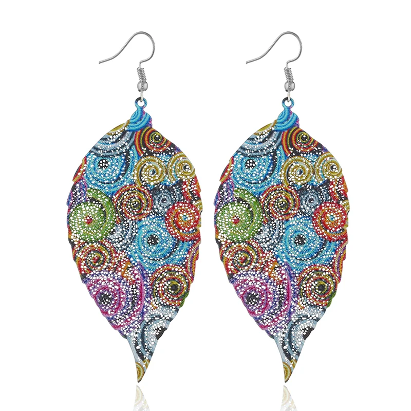 

NEW 2019 Exaggerated big name personalized painted leaf earrings Fresh multicolor fashion earrings
