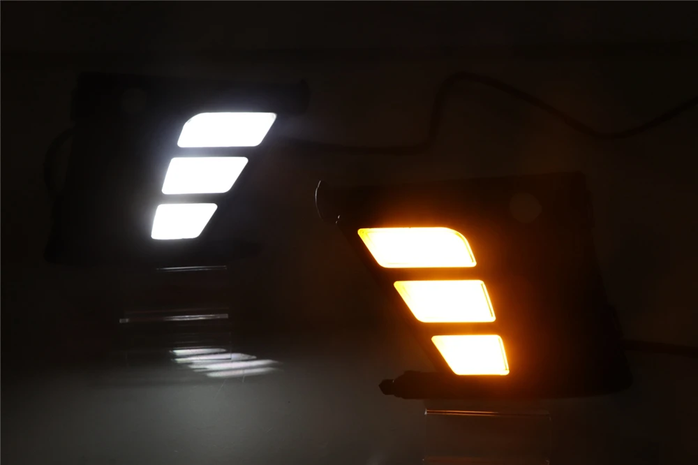 2 шт. DRL для Ford Focus Автомобильный светодиодный дневной ходовой свет противотуманная фара вождение свет с поворотным желтым сигнальным реле