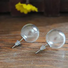 Новинка! 50 компл./лот 12x3-14x4-16x4-18x5mm Стекло пузырь Стекло шар и серьги Стад DIY Стекло флакон уха