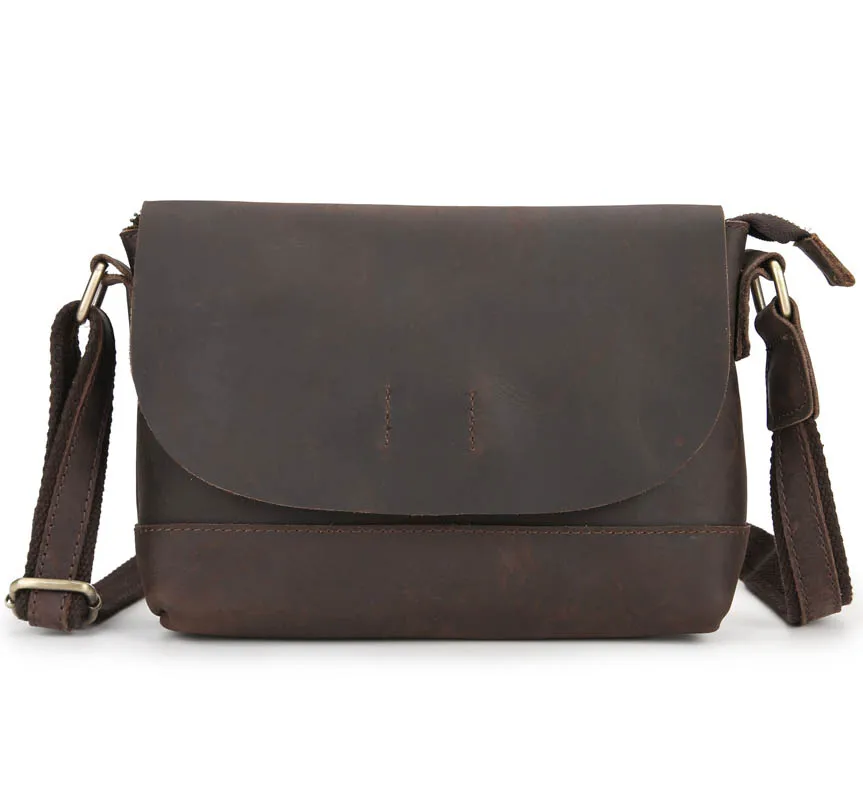 

YISHEN Crazy Horse Genuine Leather Men Messenger Bags Vintage Simple Male Crossbody Bags Small Shoulder Bags Handmade MSYD007