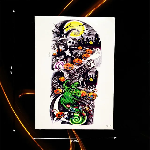 Decoration Ghost Punkin Bat Design Arm Sleeve Tattoo Body Decoration Ghost Punkin Bat Design Arm Sleeve Tattoo Body Art Tempoary Sticker Waterproof Tatoo