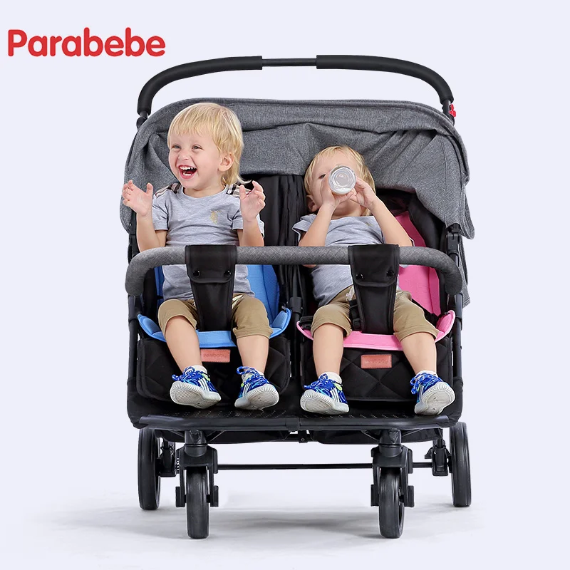 

Carriage For Twins Lightweight Double Strollers Baby Prams For Newborns Cute Ladybug double seat baby buggy cart foldable
