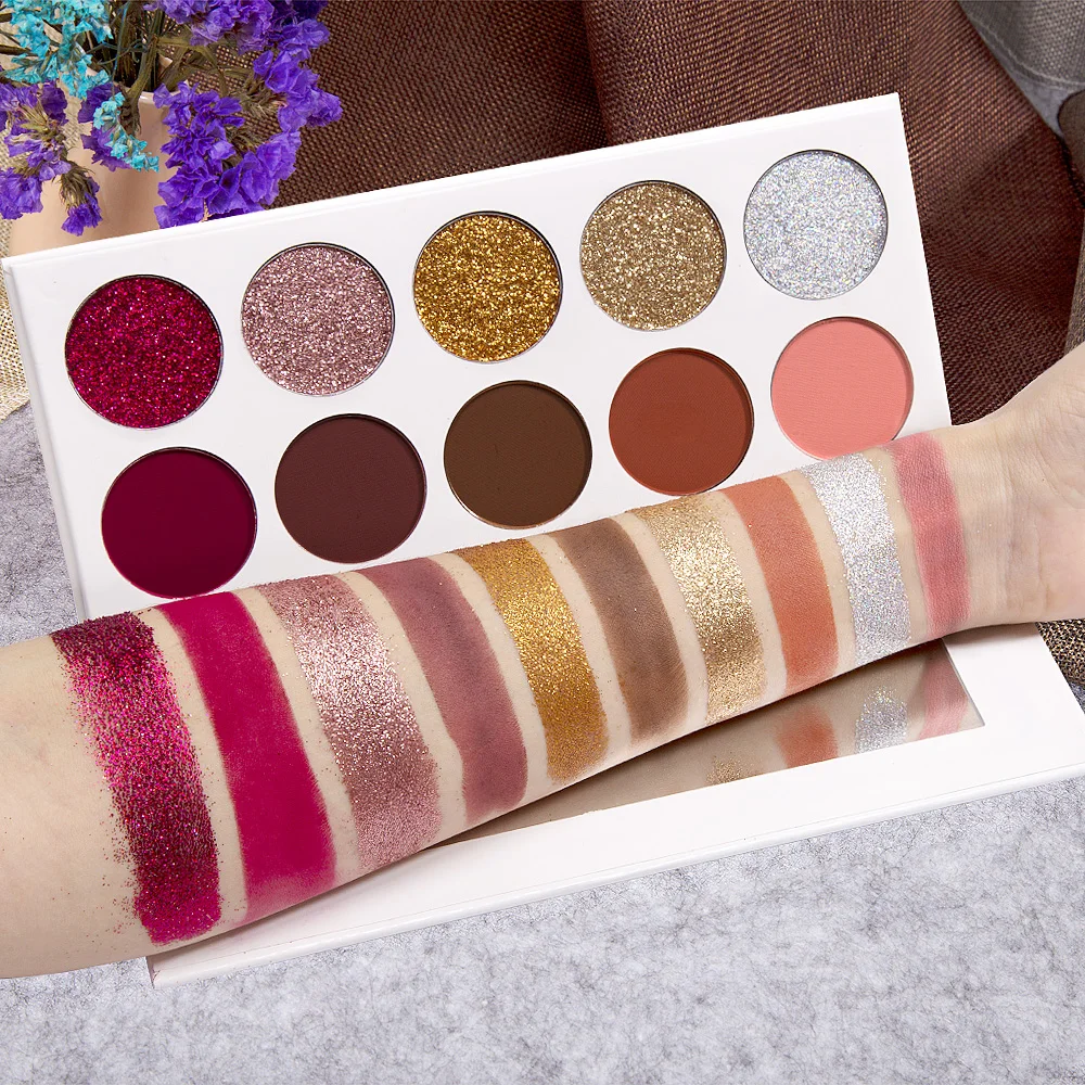 Тени для век Pallete Professional GOZYE 10 цветов пигмент 5 блеск + матовые долговечные тени