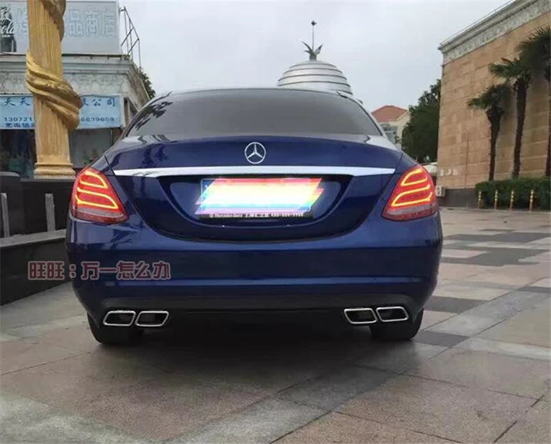 For Mercedes Benz W205 C Class C180 C200 C260 C300- Rear Lip Spoiler& Exhause High Quality PP Bumper Diffuser