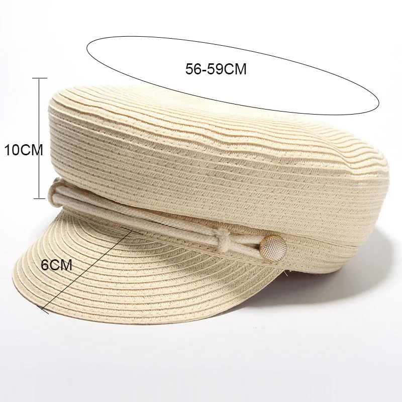 Accessories Summer Female Sun Hat Baseball Cap Flat Top Army Cap Women's Straw Hhat Beach Hat Topper Women Hats For Girl