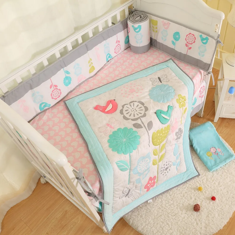 4pcs 100 Cotton Material And Yarn Dyed Pattern Baby Bedding Set