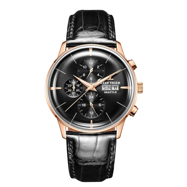 Reef Tiger/RT Top Luxury Fashion Watch Mens All Blue Multi Function Mechanical Wristwatch Relogio Masculino RGA1699 RGA1699-PBB