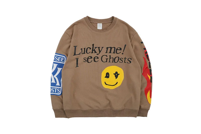 Letter Graffiti Hoodie Kanye West KIDS SEE GHOSTS Hoodie Men Women Streetwear Pullover Sweatshirts HipHip skateboard Hoodie - Цвет: 5