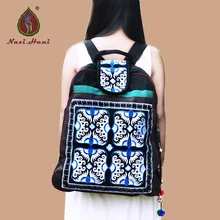 Новейшая классика Винтажный Унисекс Холст Рюкзак Этническая вышивка большой повседневный дорожный рюкзак