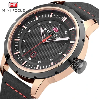 

MINIFOCUS Mens Watch Luxury Brand Casual Quartz Leather Waterproof Fashion Sports Watches Automatic Date Clock Relogio Masculino
