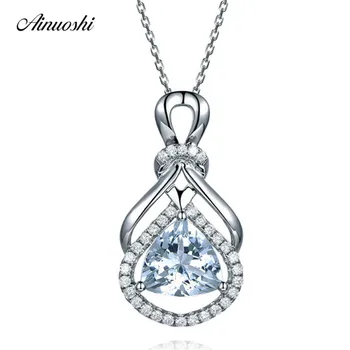 

AINUOSHI Natural Topaz Water Drop Pendant 925 Sterling Silver Link Chain Blue Topaz Pendant Necklace Jewelry Gift for Women