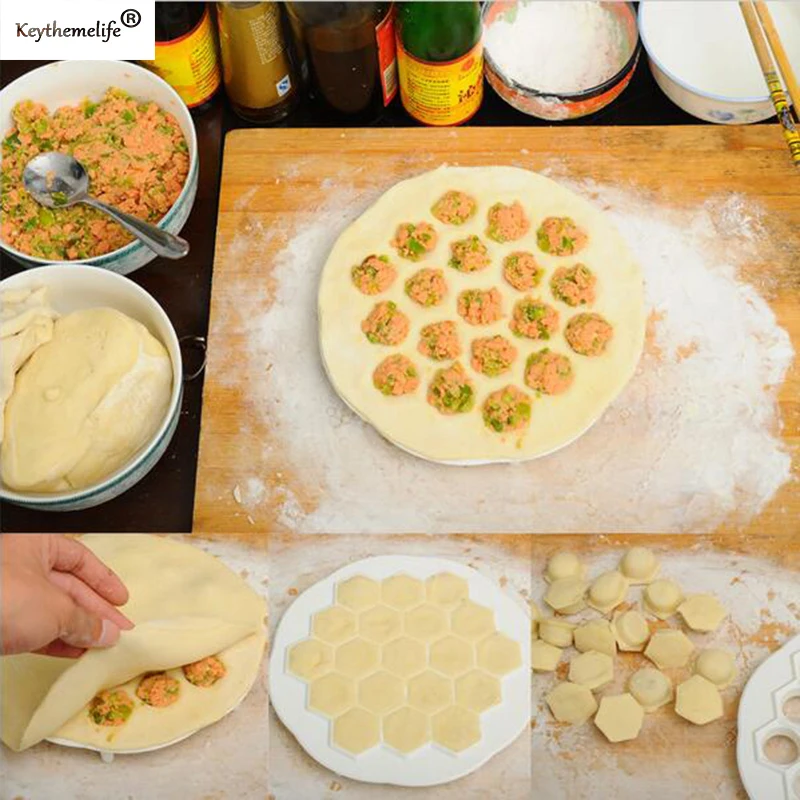 

1Pcs 19 Holes Dumpling Molds Maker Kitchen Gadget Pastry Tools DIY White Plastic Dumpling Mold Dough Press Ravioli Mould