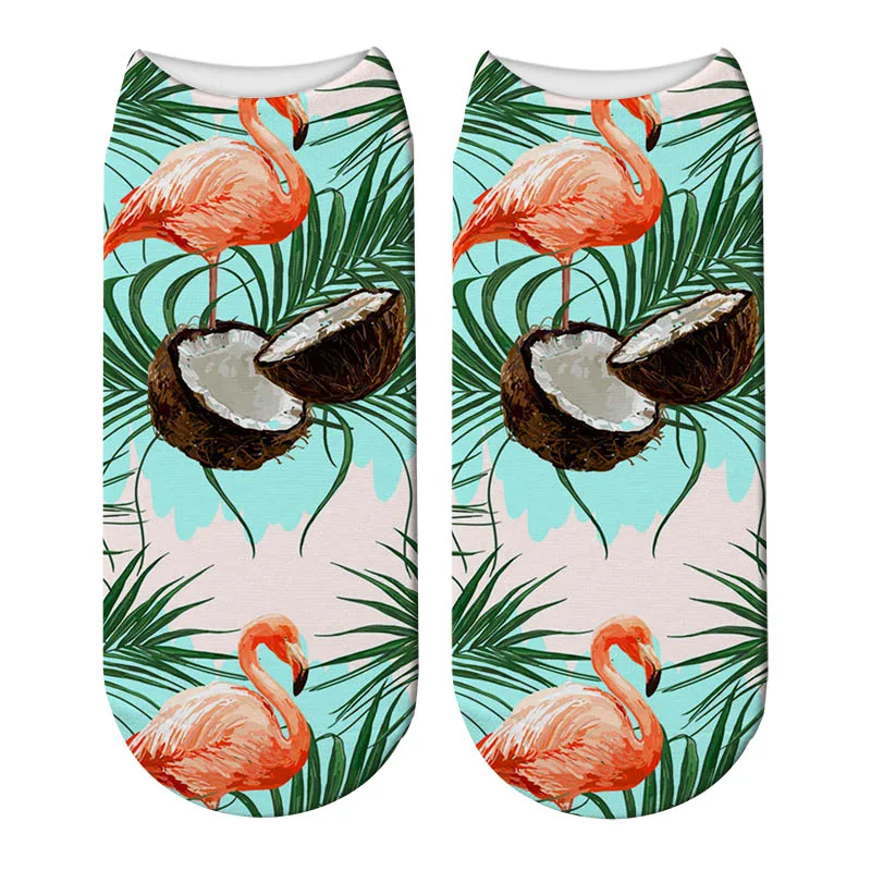 Новые 3D печать тропические носки с ананасами женские красивые орех кактус Sox Meias Смешные модные унисекс Фламинго носки с низкой лодыжкой - Цвет: 5