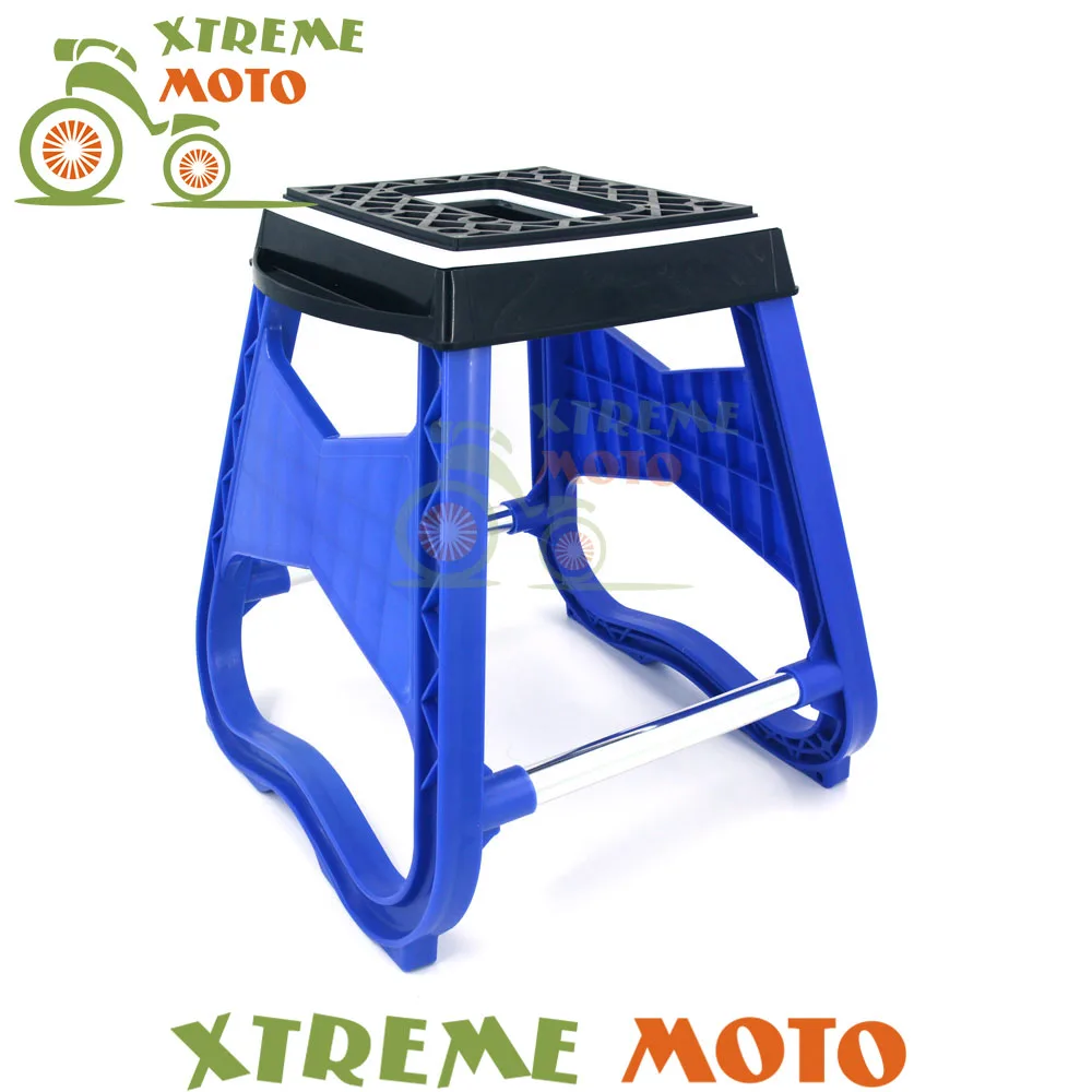 

Blue Universal Steel Engineering Grade Plastic Motorcycle Dirt Bike Motocross Stand Stool Repairing Lift Repair Support Holder