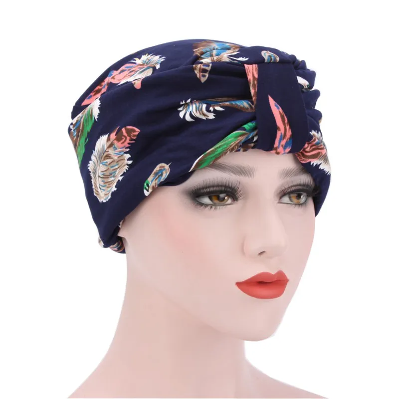 

Women Hats Muslim Ruffle Indian Cancer Chemo Hat Floral Printed Head Wrap Cap Scarf Turban Skullies Beanie