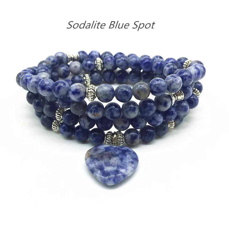 Beadztalk 73 см женский браслет эластичный Mala ожерелье для йоги Sodalite круглый камень 6