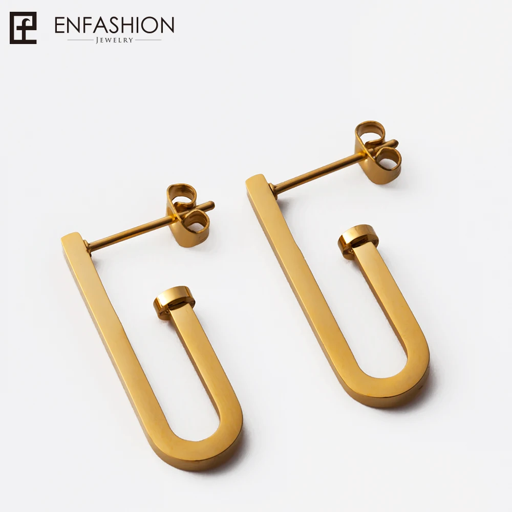 Skup Enfashion biżuteria geometryczne małe klipsy kolczyki złoty kolor stal nierdzewna długie kolczyki wiszące dla kobiet kolczyki EB171029