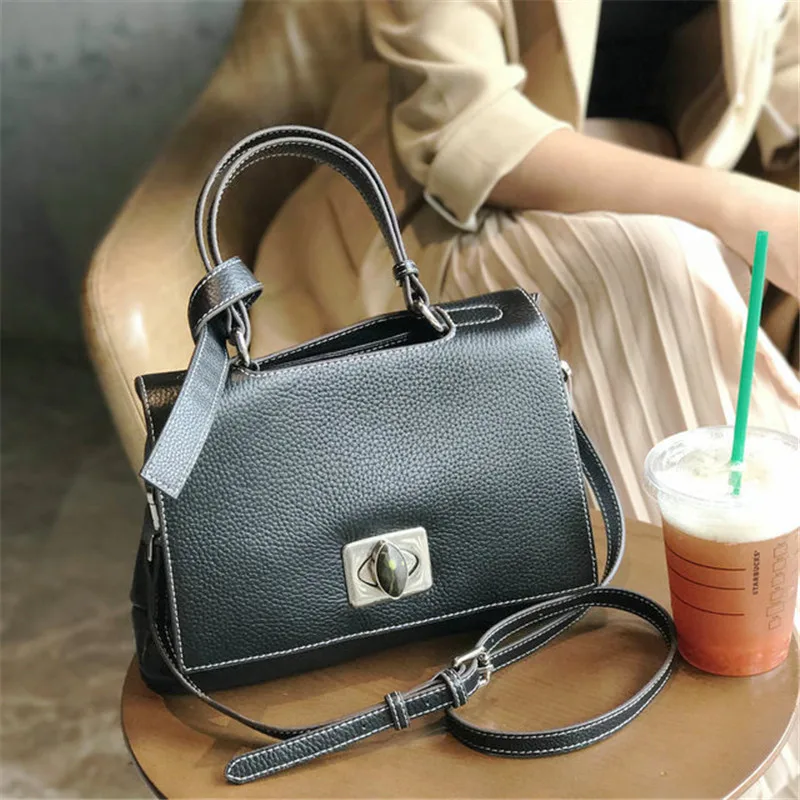 

New Arrival Genuine Leather Luxury women's handbag Solid color simple Totes Fashion Trend Messenger Bags