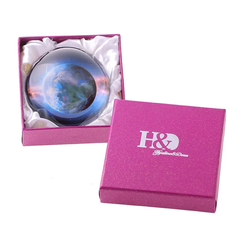 80mm 3D Planet Pattern Decorative Glass Paperweights Crystal Half Sphere Ball Collection Tabletop Feng Shui Souvenir Home Decor (5)