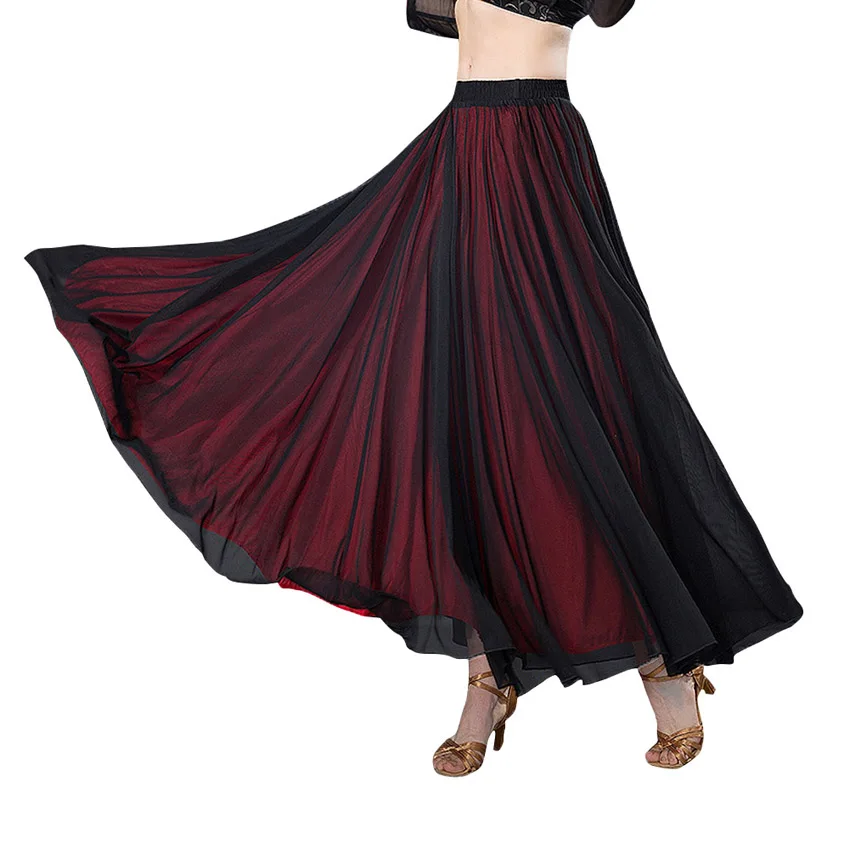 Ballroom Dance Skirt Long Length Spread hem Elegant Modern Dance Maxi