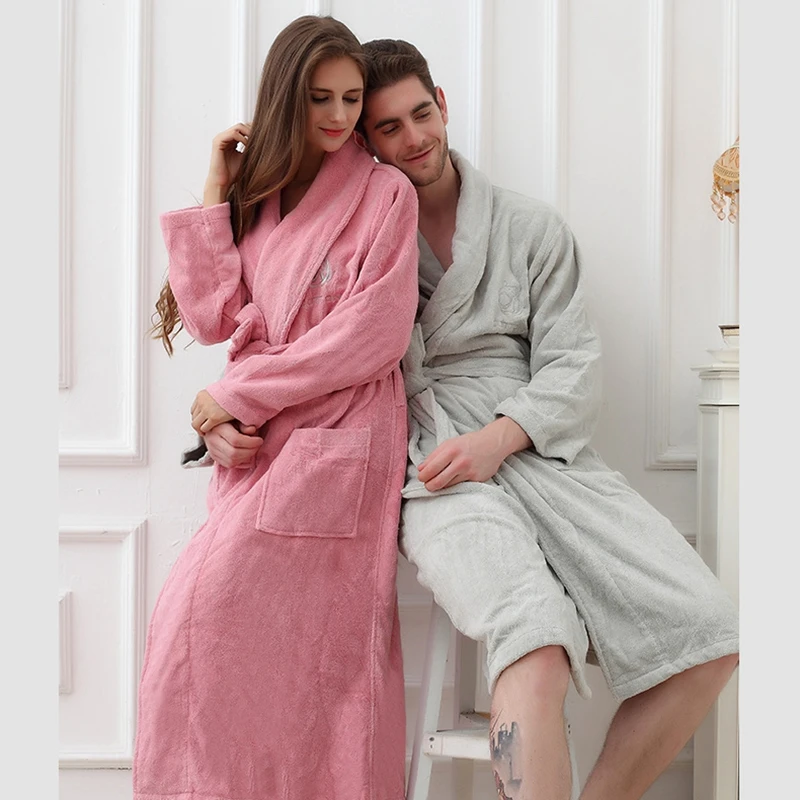 Winter Bathrobe Women Thick Warm Cotton Fleece Women's Bathrobe