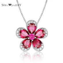 Marca De Joyería! SHIPEI 2017 Flor Colgante de Collar Chapado En Oro Blanco con Diamantes de Imitación Superior, Del Total Del Quilate de Peso 2.7