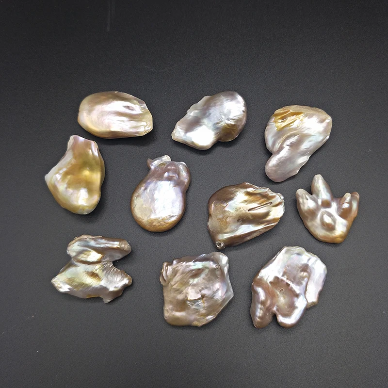 

Shuangsheng Gold Purple Baroque Real Pearl Beads 20-40mm Irregular Shape Edison Sans Pearl DIY Jewelry Making women's Necklace
