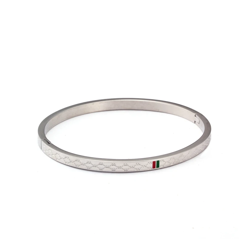 4mm silver Модные браслеты из нержавеющей стали, красные и зеленые браслеты-шармы, широкий браслет для женщин, ювелирные изделия для влюбленных - Окраска металла: 4mm silver