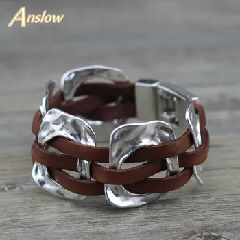 

Anslow Brand Top Quality Fashion Jewelry New Arrivals Exaggerated Personality Design Leather Bracelet Unisex Gift LOW0706LB
