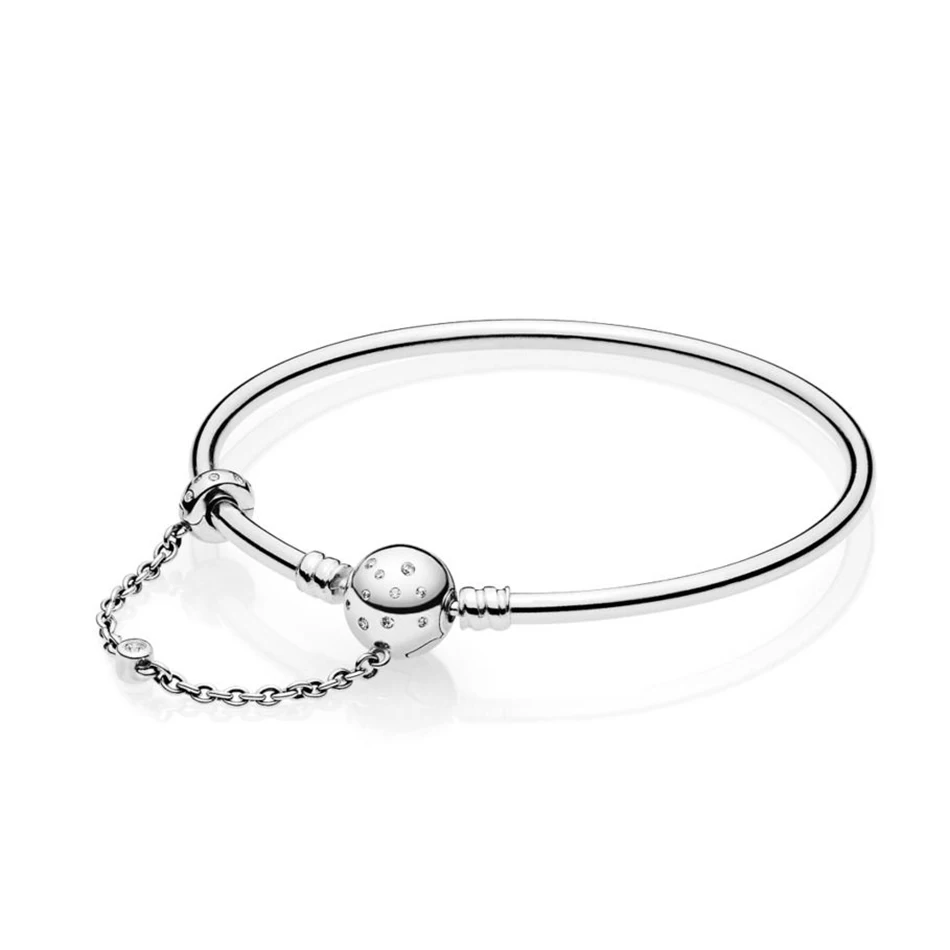 

Authentic 925 Sterling Silver True Uniqueness With Crystal Bracelet Bangle For Women fit Lady Bead Charm DIY Jewelry