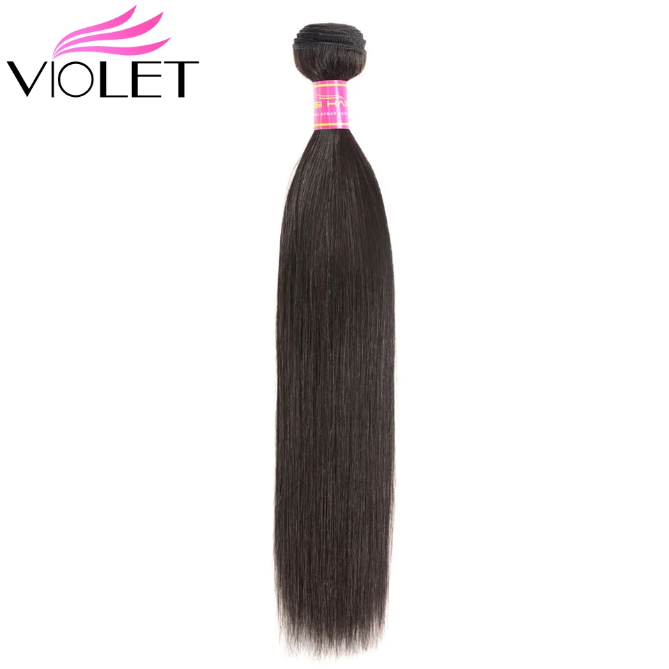 

VIOLET Straight Hair Bundles Brazilian Hair Weave Bundles 100% Human Hair Bundles Natural Color Non Remy Hair Weave 1/3/4 Pieces