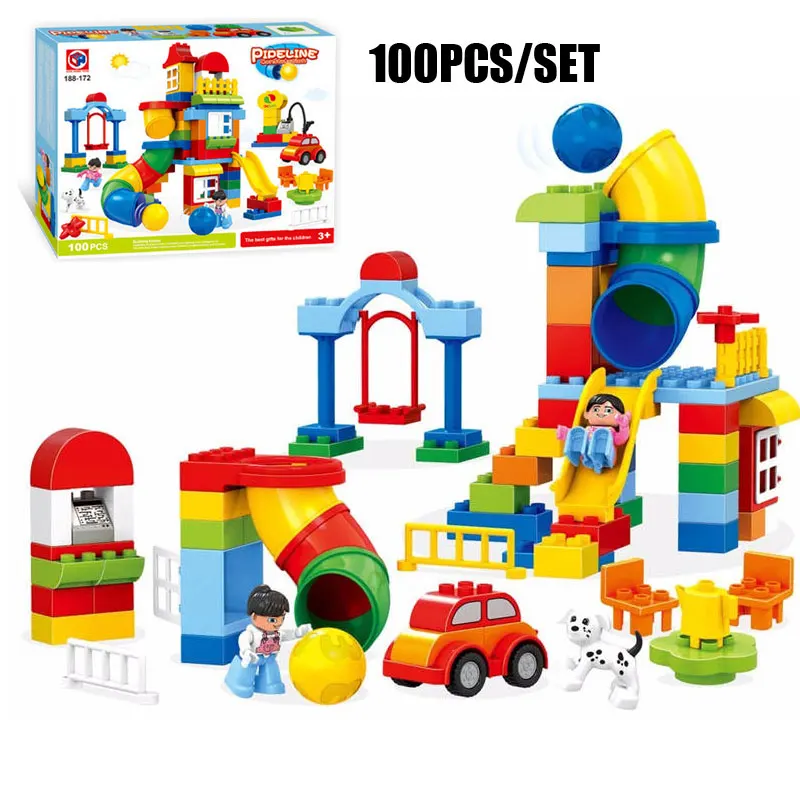 

100PCS Happy Paradise Pipeline Model Bricks Large Size Pipeline Ball Building Blocks Kids Educational Toys Compatible Duploe