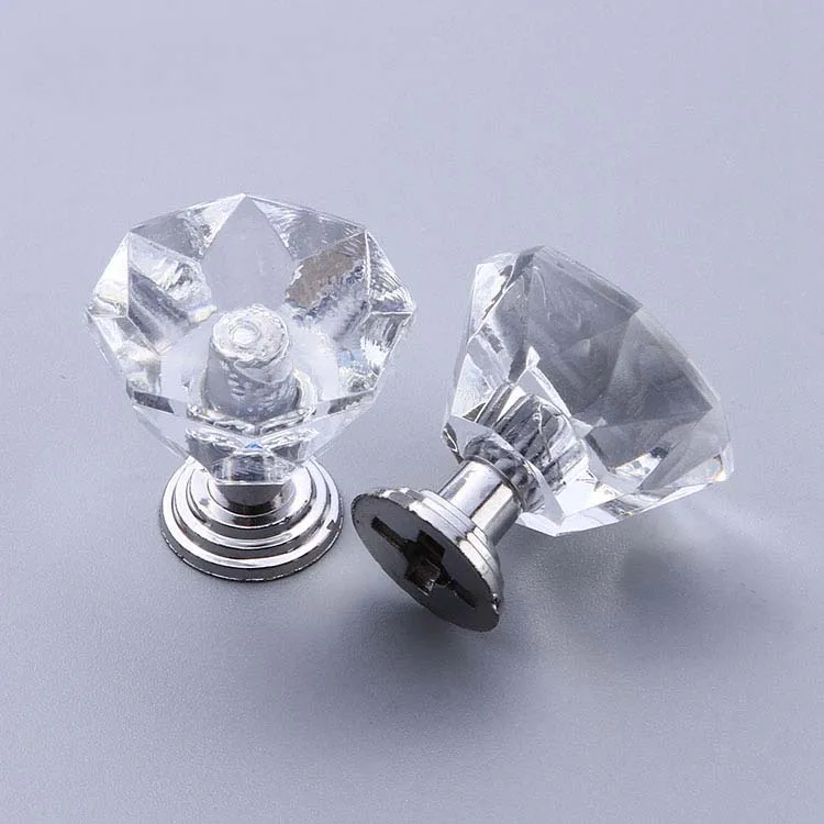 24mm Acrylic Crystal Diamond Dresser Drawer knobs Kitchen