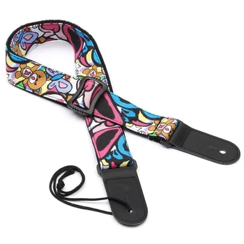 

SEWS Washable No Fading Cartoon Style Adjustable Guitar Strap Denim Belt Leather Ends, Multicolor Bear