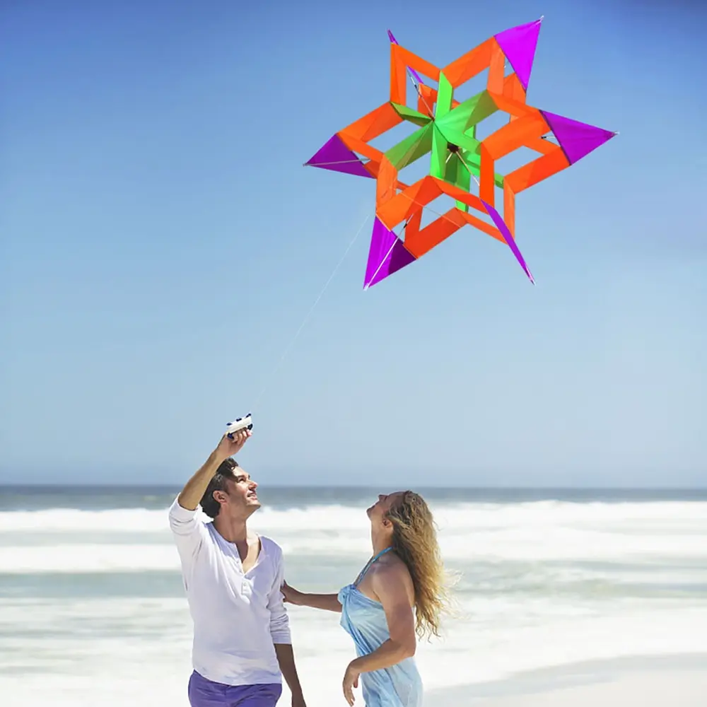 

Beach game 39.4 x 15.0 Inch Colorful Single Line Lotus Kite for Kids and Adults Beach Flying Kite with 30m String and Handle