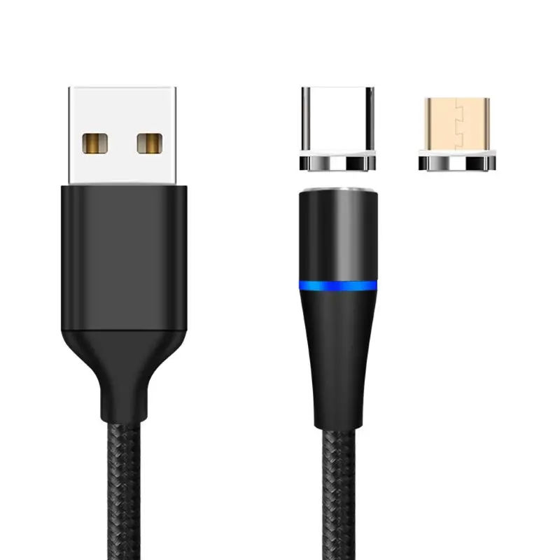 360 دوران جولة 3A المغناطيسي USB إلى نوع C + المصغّر USB الذكور QC 3.0 سريع تهمة كابل بيانات لسامسونج هواوي xiaomi HTC Androi