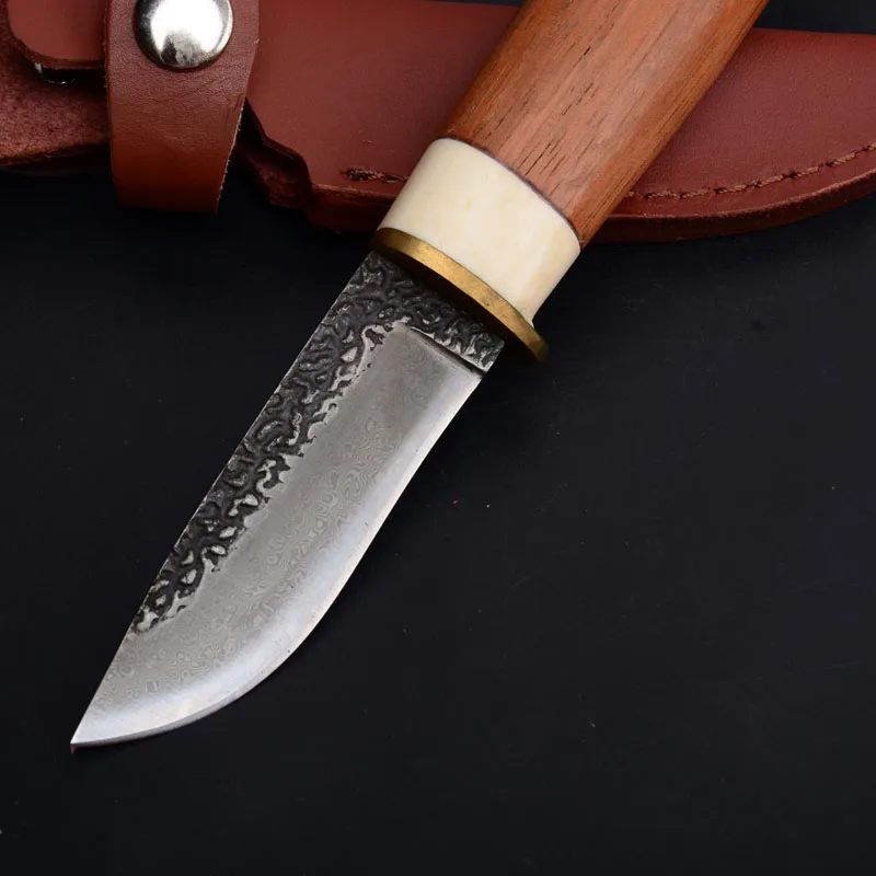 handemade fixed blade knife wood handle outdoor camping hunting survival pocket edc tools (4)