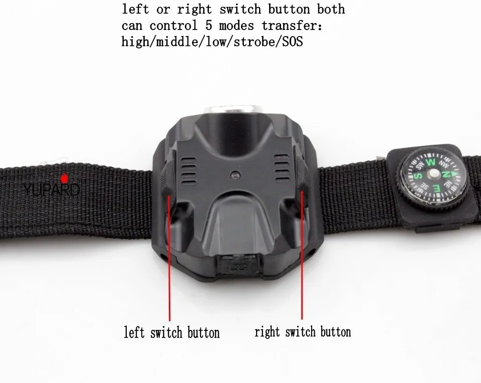 YUPARD Новое поступление Q5 светодиодный наручные часы аккумуляторная яркий фонарик зарядка через usb модель на запястье тактический фонарик