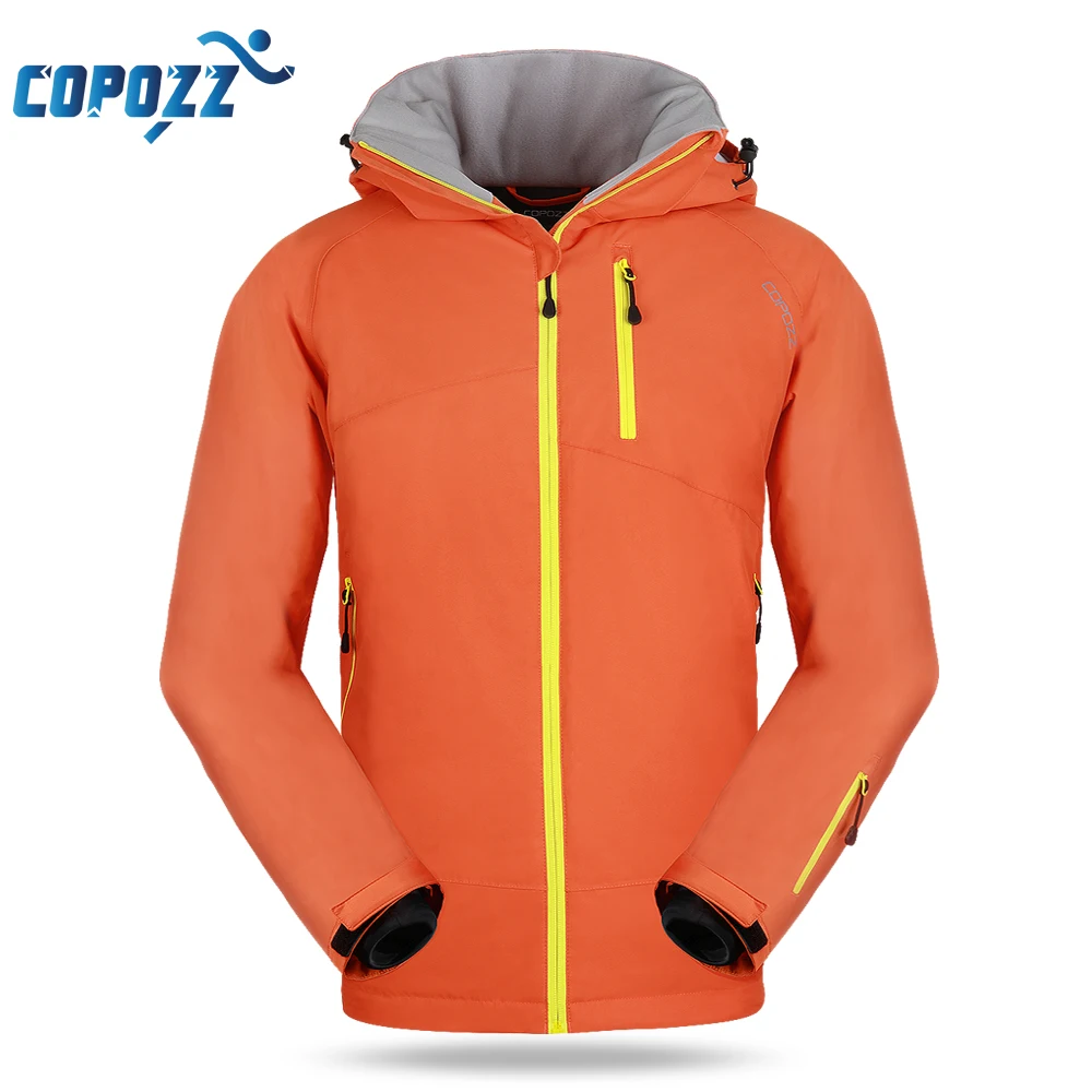 COPOZZ على الجليد سترة تزلج الرجال الشتاء مقنعين الدافئة ستر للماء الذكور الثلوج سترة للمشي التخييم التزلج S-XXL حجم