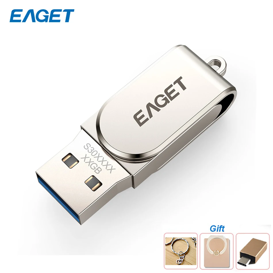 Eaget S30 USB 3,0 металлический флэш-накопитель USB флеш-накопитель 128 Гб 64 Гб оперативной памяти, 32 Гб встроенной памяти, флэш-карта памяти