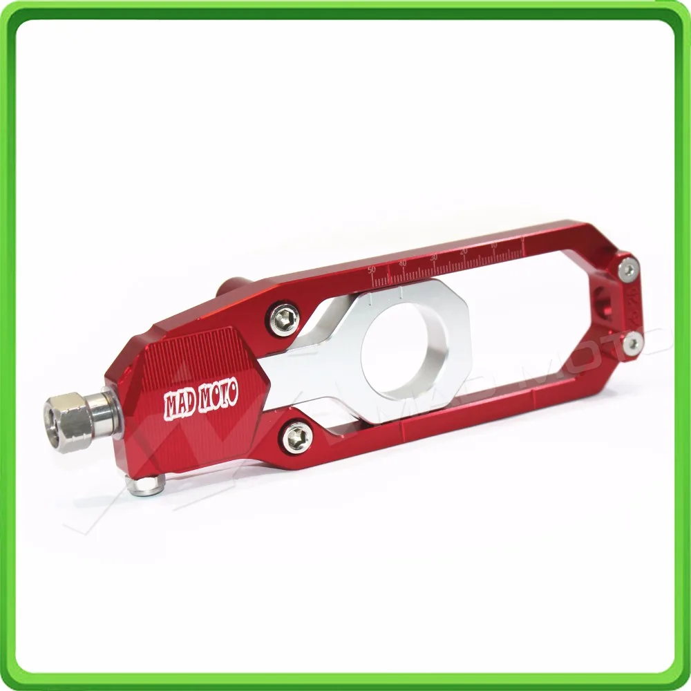 Aluminum motorcycle Chain Tensioner Adjuster fit for YAMAHA R1 YZF R1 2015 2016 2017 YZF-R1 15 16 17 Red & Silver (8)