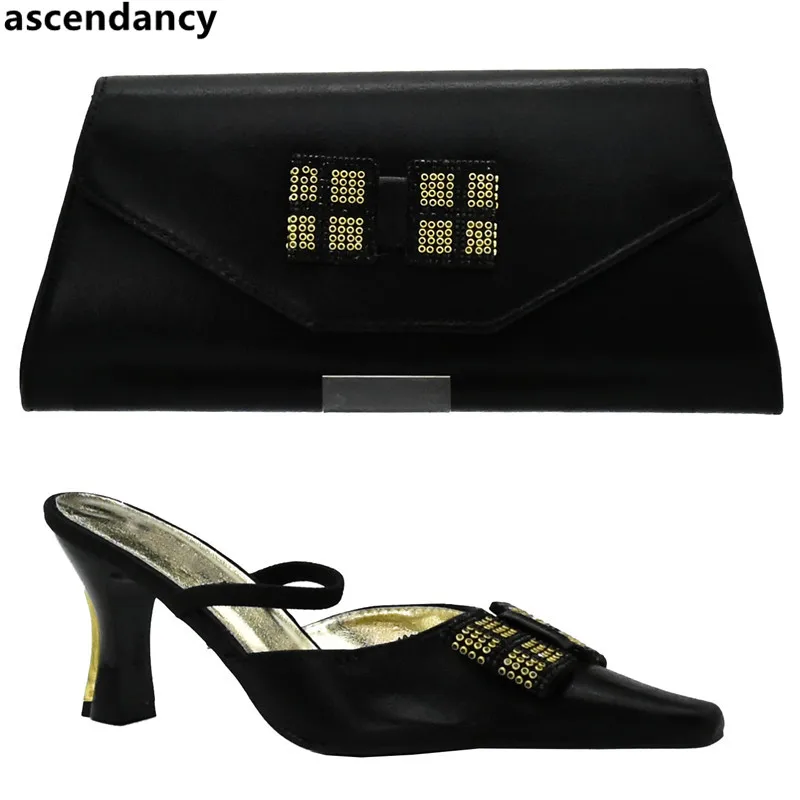 

Latest Italian Ladies Shoes and Bags To Match Set Decorated with Rhinestone Nigerian Shoes and Matching Bags African Party Shoes