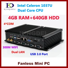 Desktop computer Nettop Intel Celeron 1037U Dual core CPU 4GB RAM 640GB HDD ,2*1000M LAN,4*COM, 2*USB 3.0, 300M WiFi,HDMI