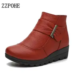 ZZPOHE/2017 г.; модные женские ботинки; женские ботильоны из натуральной кожи; женская теплая плюшевая зимняя обувь; женские Зимние удобные