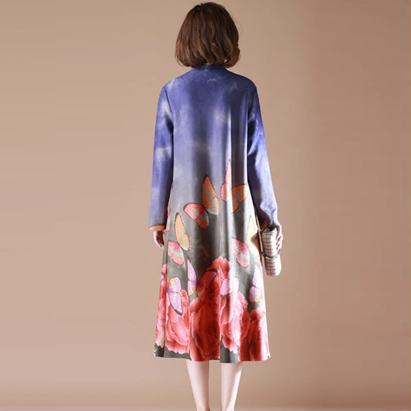 Hiver vent Élégant Hua Mode Qualité Hua Daim hui Automne Se Fp1343 Ka hong lv Hua De Long Brise Hua Manteaux Impression Ethnique Lan Da Tranchée Peau Xiao Manteau Vent Haute Floral N8ZOnPkX0w