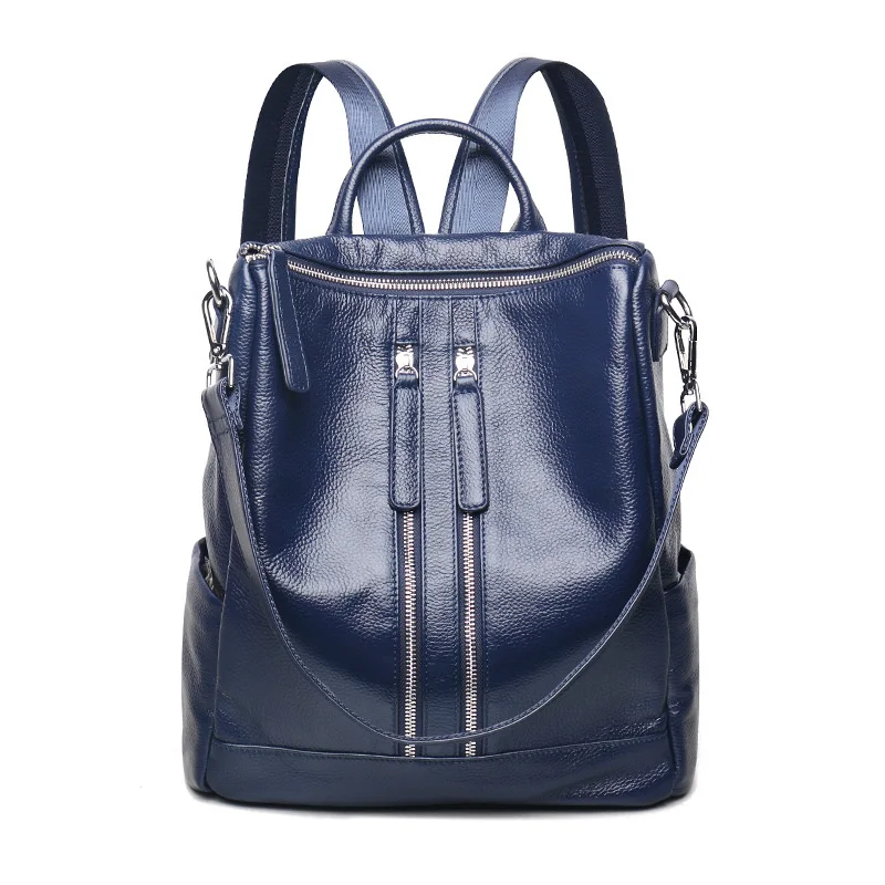 Zency Модный женский рюкзак из натуральной кожи, женские дорожные сумки, школьный рюкзак для девочек в консервативном стиле, 3 способа ношения, модный рюкзак - Цвет: Dark Blue