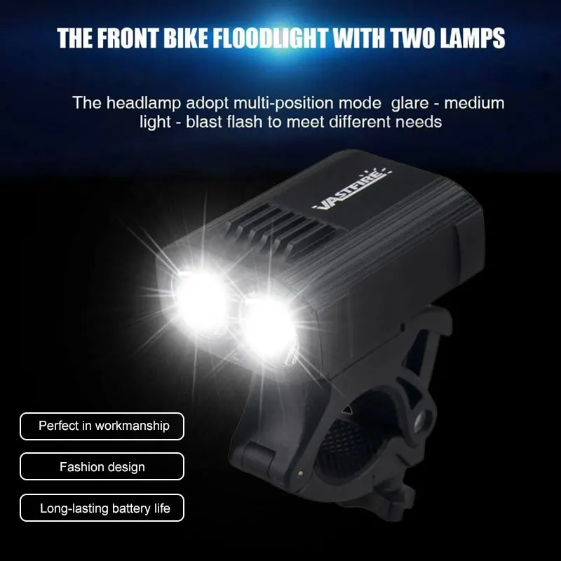 Top Waterproof USB Rechargeable Bike Light 5 Light Modes MTB Cycling Light Built-In Battery Bicycle Lamp for Safety Night Cycling 1