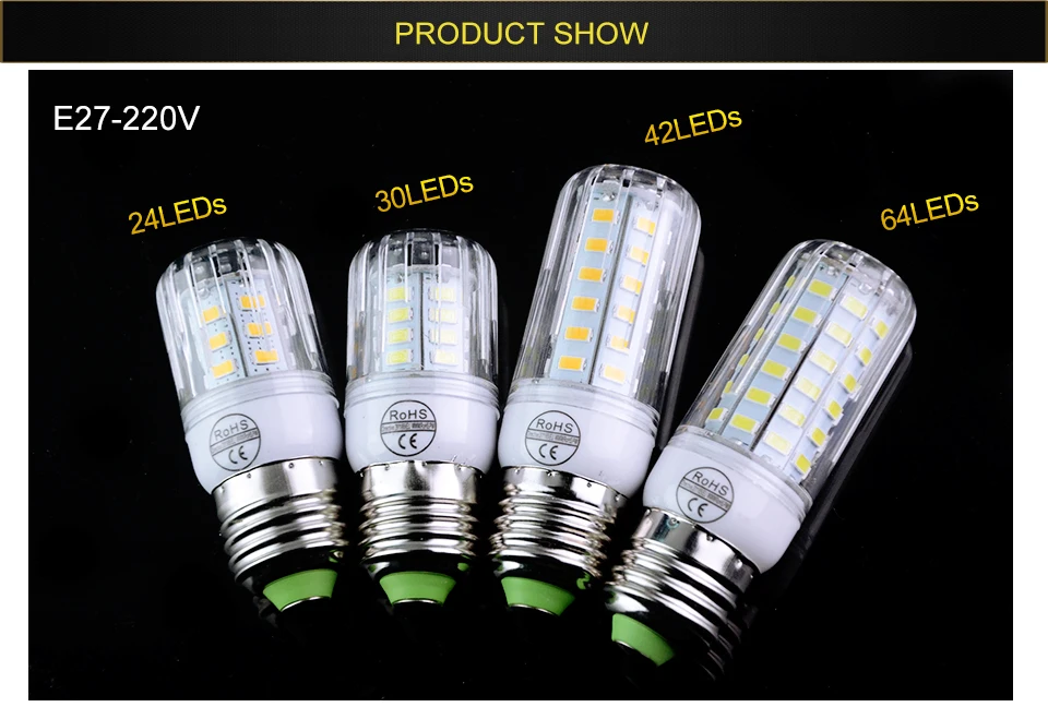 Eeetoo лампада LED E27 светодиодные лампы SMD 5730 Светодиодные лампы E14 кукурузный шарик 24-136leds AC220V ampul Bombillas светодиоды E27 Para эль Хогар